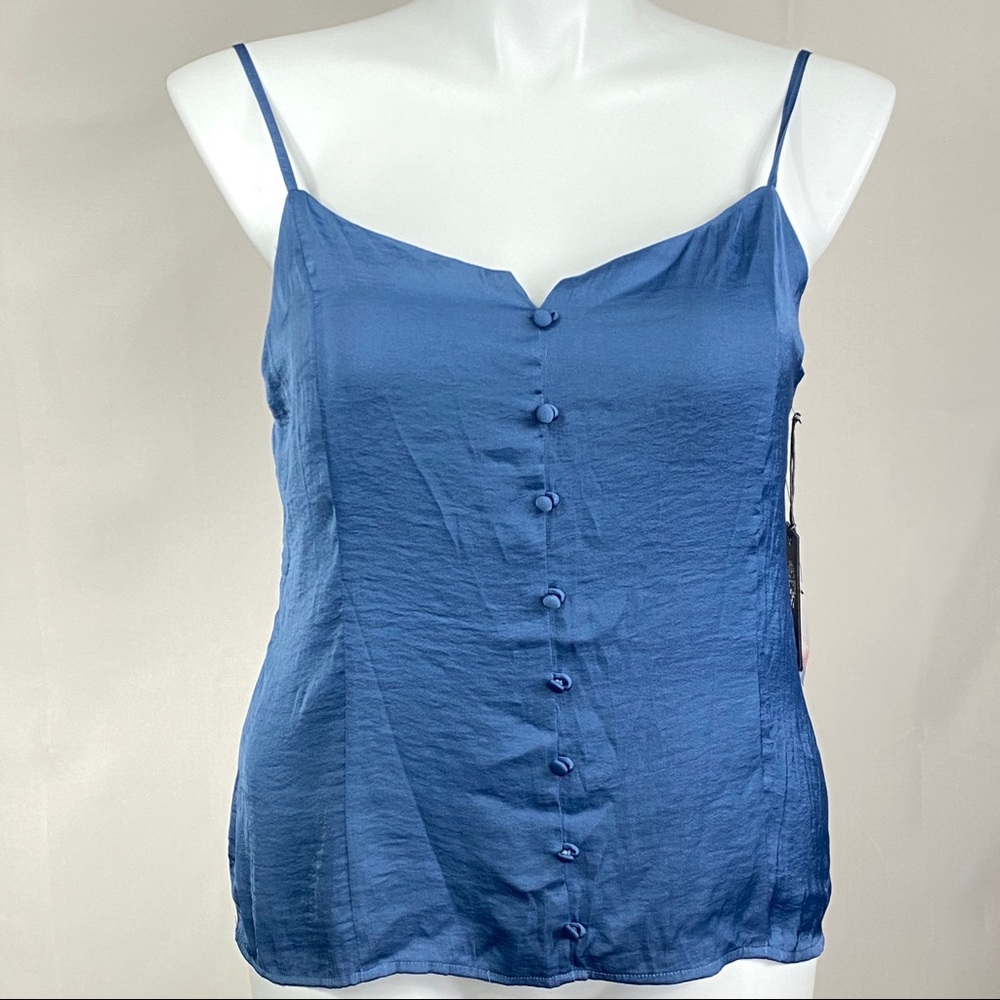 Vince Camuto Ranie blue textured cami blouse